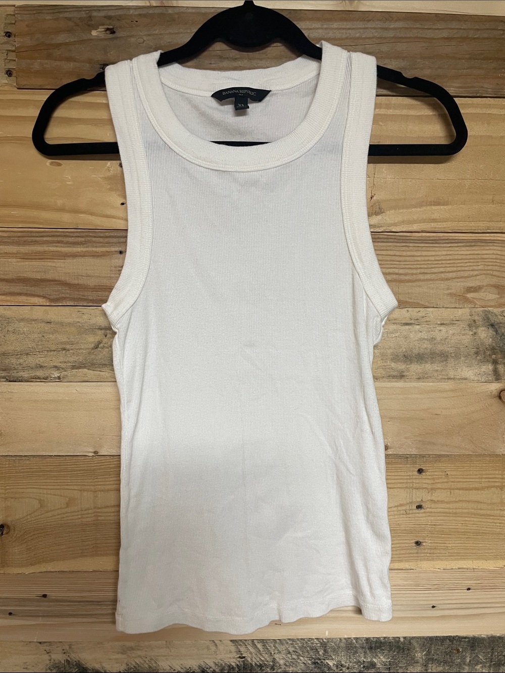 Banana Republic size XS White Fitted Soft & Stretchy High Neckline Tank Top